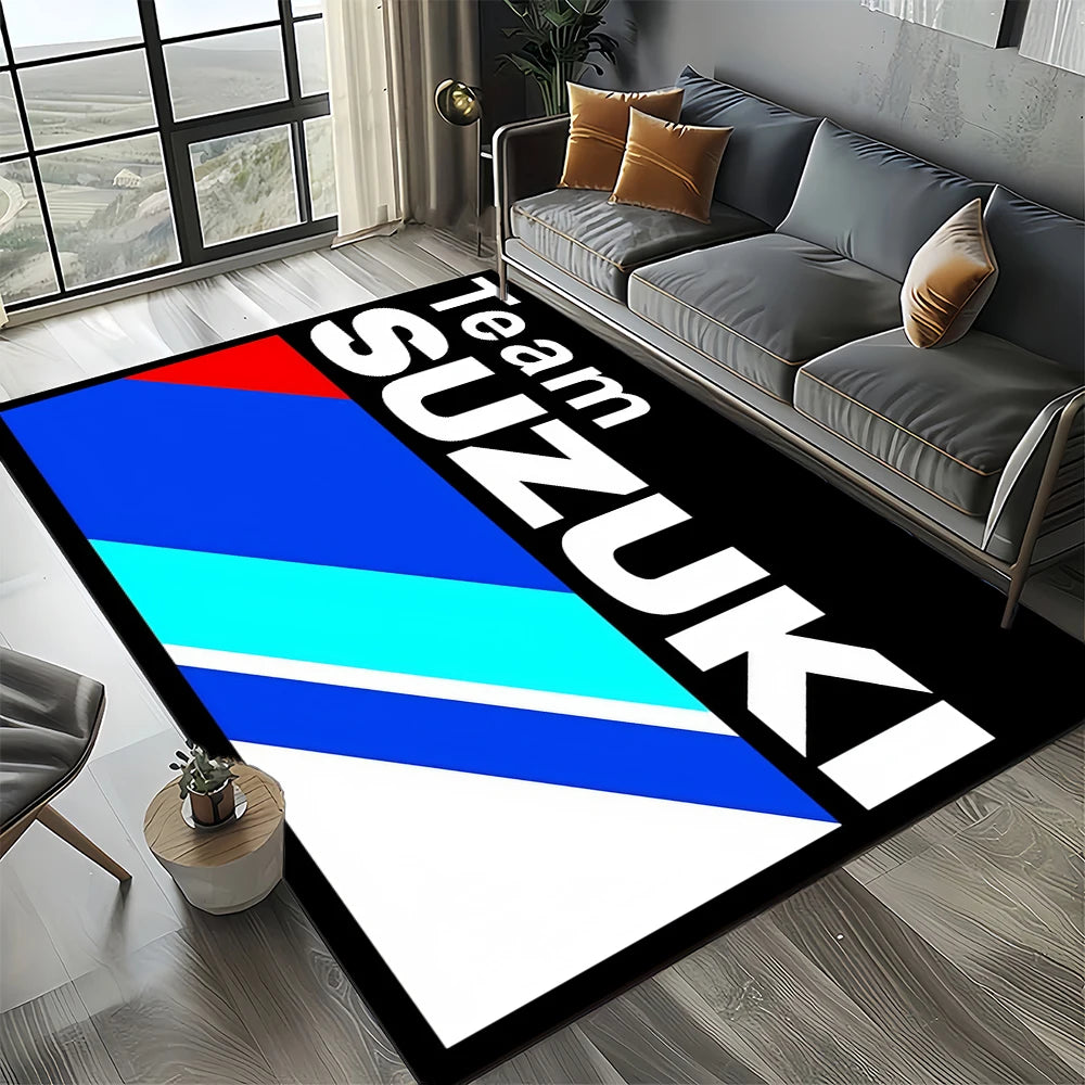 2025 Racing Car S-SUZUKI Logo Motorcycle Carpet Rug for Bedroom Living Room Home Sofa Decoration,kids Play Decor Floor Mat Gift