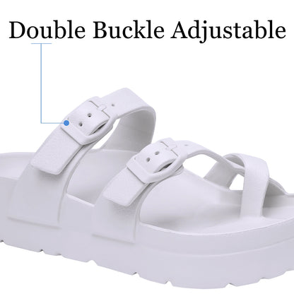Shevalues Casual Women's Sandals With Arch Support Anti-slip Fashion New Slides Soft Sole Beach Slippers With Adjustable Buckle