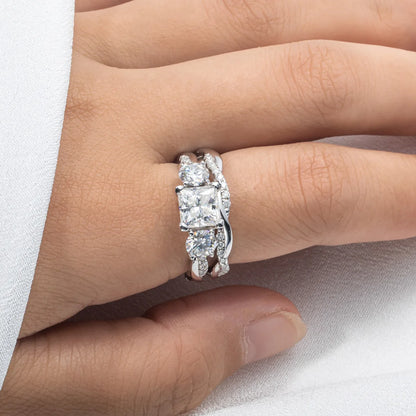 Carnica Luxury 925 Sterling Silver 1CT Real Moissanite Ring for Women Sugar Cube Pull-twist Arm GRA Diamond Wedding Jewelry Gift