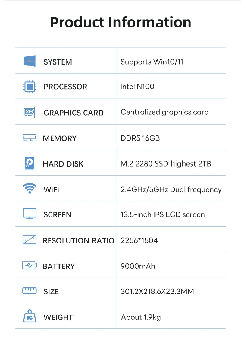 BYONE 13.5 Inch Dual Screen Touch Laptop 2.5k UHD 9000mAH DDR5 16GB RAM 512 GB 1TB 2TB SSD 180° Foldable Portable 2 in 1 Tablet