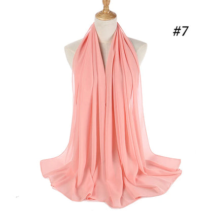 Muslim Chiffon Hijab Women Bubble Chiffon Scarf For Women Ladies Veil Muslim Islam Solid Color Malaysia Musulman Wrap Scarves