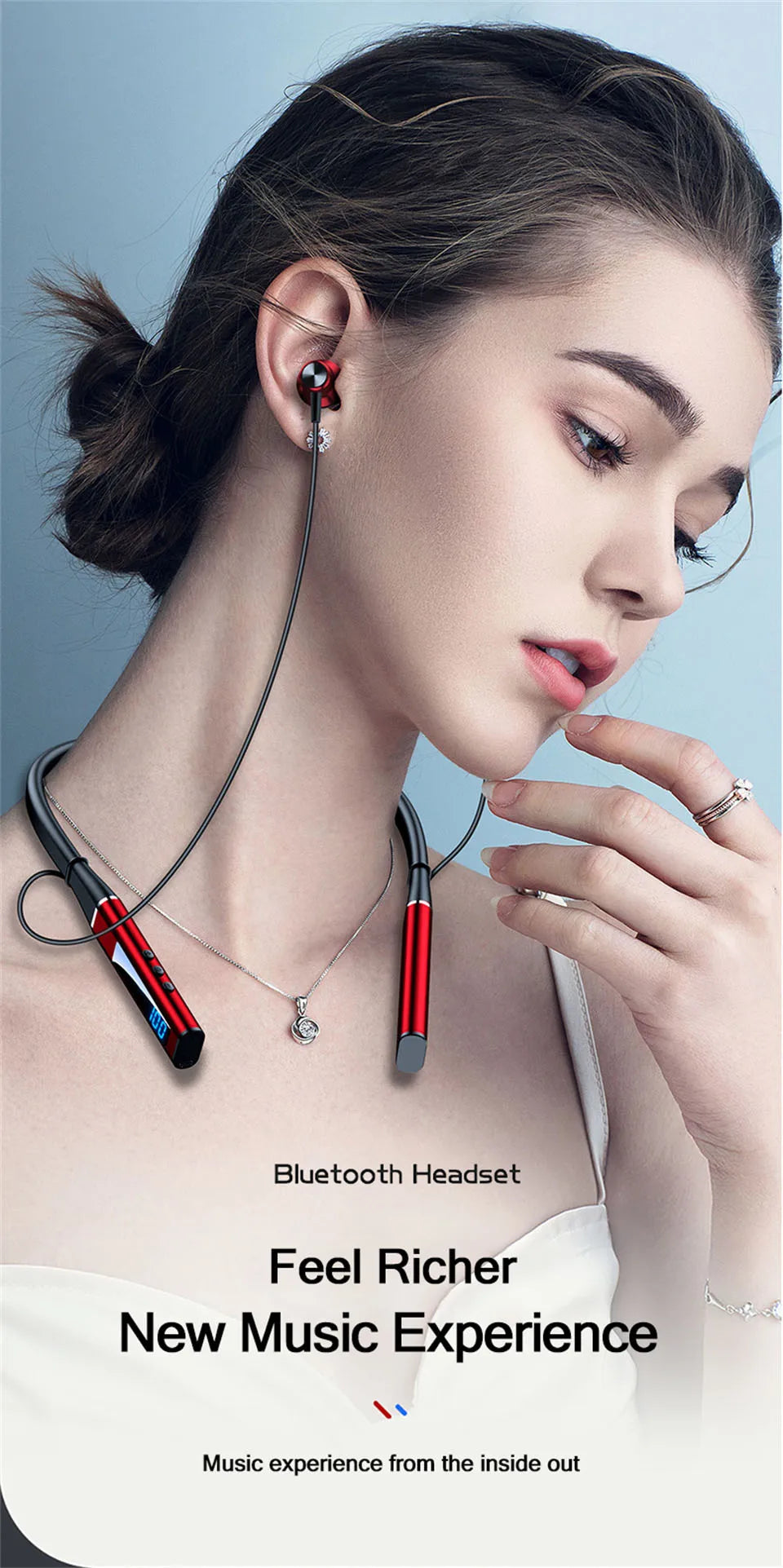 EARDECO 100 Hours Playback Bluetooth Headphone Bass Inear Wireless Headphones Neckband Earphones Headphones Sport Stereo TF Card