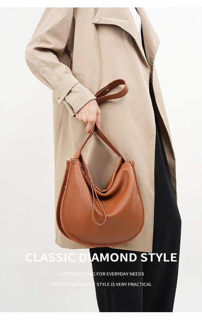 Genuine Leather Women Tote Bag 2025 New Large Capacity Women's Shoulder Bag Luxury Designer Cowhide Crossbody Bags 2522