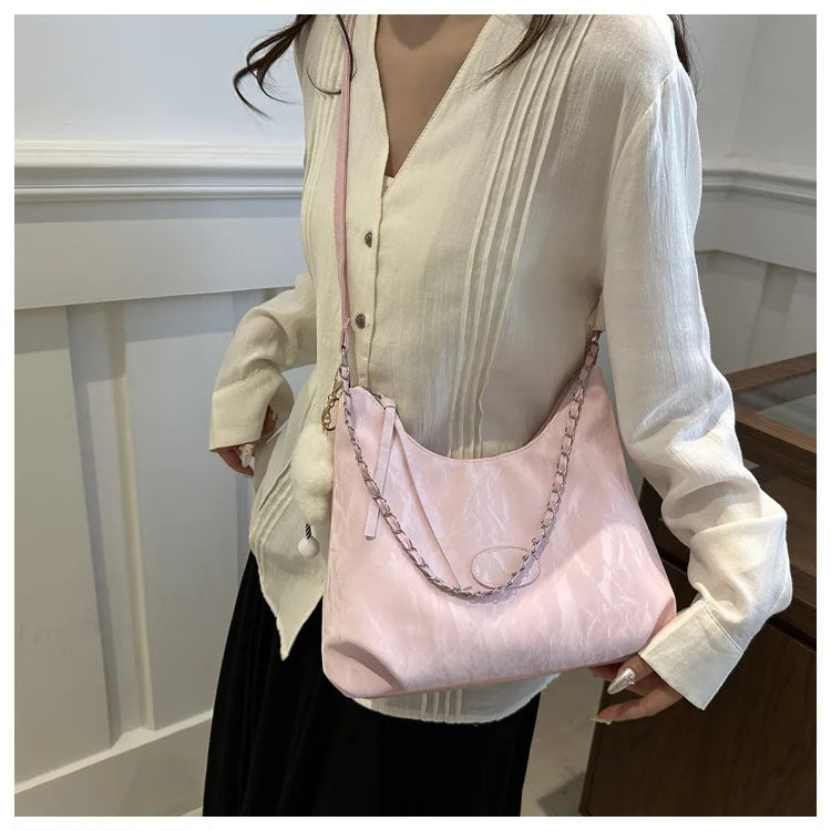 New Summer Chain Commuting Bag, Casual Student Soft Face Large Capacity Bag for Women, Fashion Single Shoulder Crossbody Bags