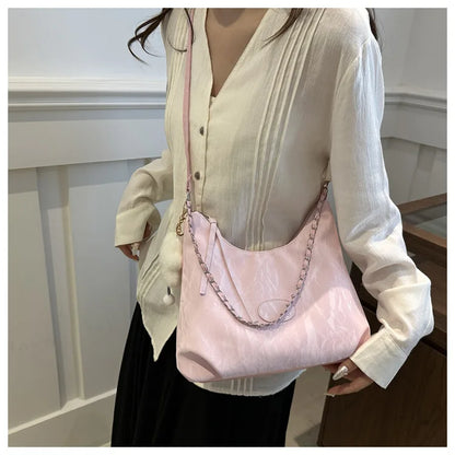 New Summer Chain Commuting Bag, Casual Student Soft Face Large Capacity Bag for Women, Fashion Single Shoulder Crossbody Bags