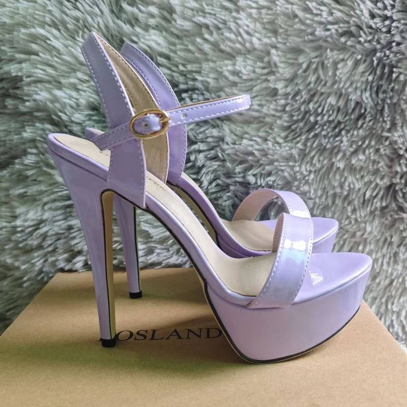 Women Peep Toes Sandals Stiletto Sexy Pumps Luxury Club 14cm Elegant Platform High Heels Nighclub Party Wedding Jazz Dance Shoes