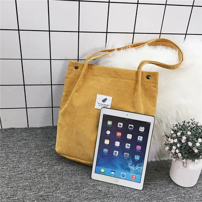 Corduroy Bag Handbags for Women Shoulder Bags Female Soft Environmental Storage Reusable Girls Small and Large Shopper Totes Bag