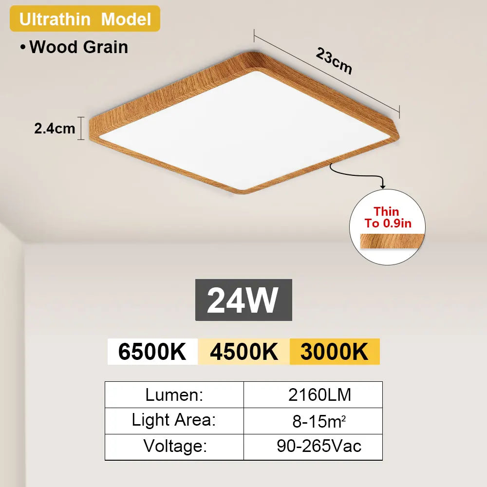 Tuya Smart LED Ceiling Lamp Wood Grain App Voice Control Alexa/Google Remote Control Square Ceiling Lights Living Room