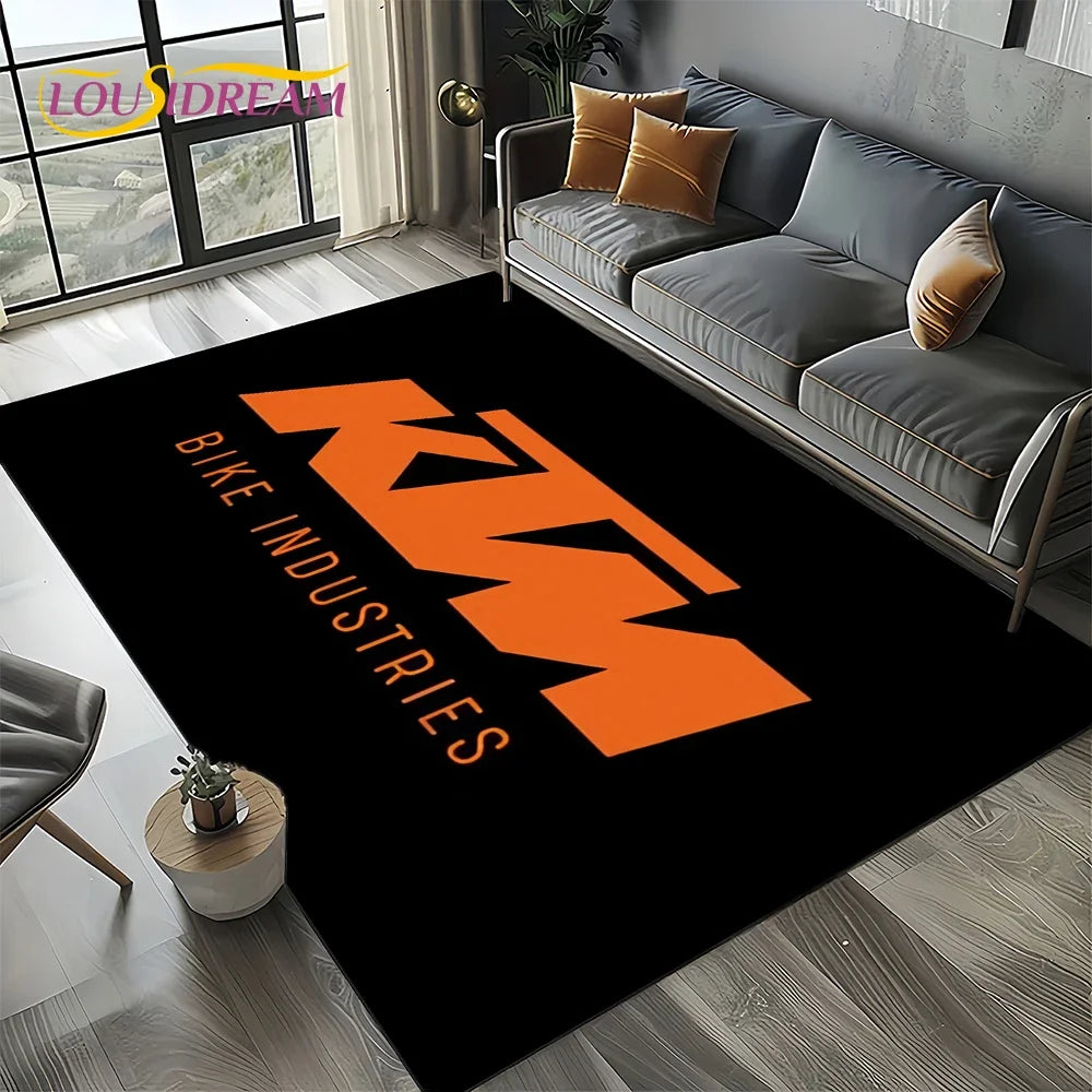 Racing Car K-KTM Motorcycle Carpet Rug for Living Room Bedroom Home Sofa Decoration,Kids Play Area Rug Non-slip Floor Mat Gift
