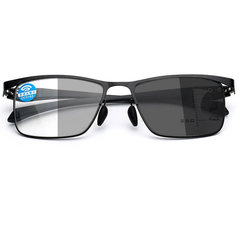 Smart Progressive Photochromic Reading Glasses Men TR90 Multi-Focus Anti Blue Ray Business Eyeglasses Fashion Half-Frame +2.5