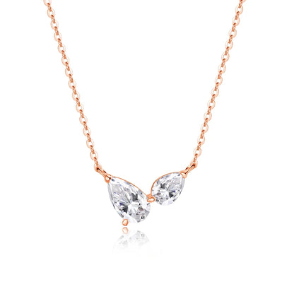Smyoue Pear Cut All Moissanite Necklace for Women 2 Gems Lab Diamond Female Pendant 100% 925 Sterling Silver Jewelry Wholesale