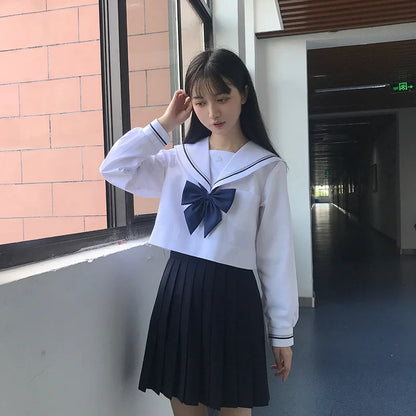 JK Uniform Full Set Basic Spring Shore Gold Two Long-sleeved Japanese Soft Girl Student College Style Sailor Suit