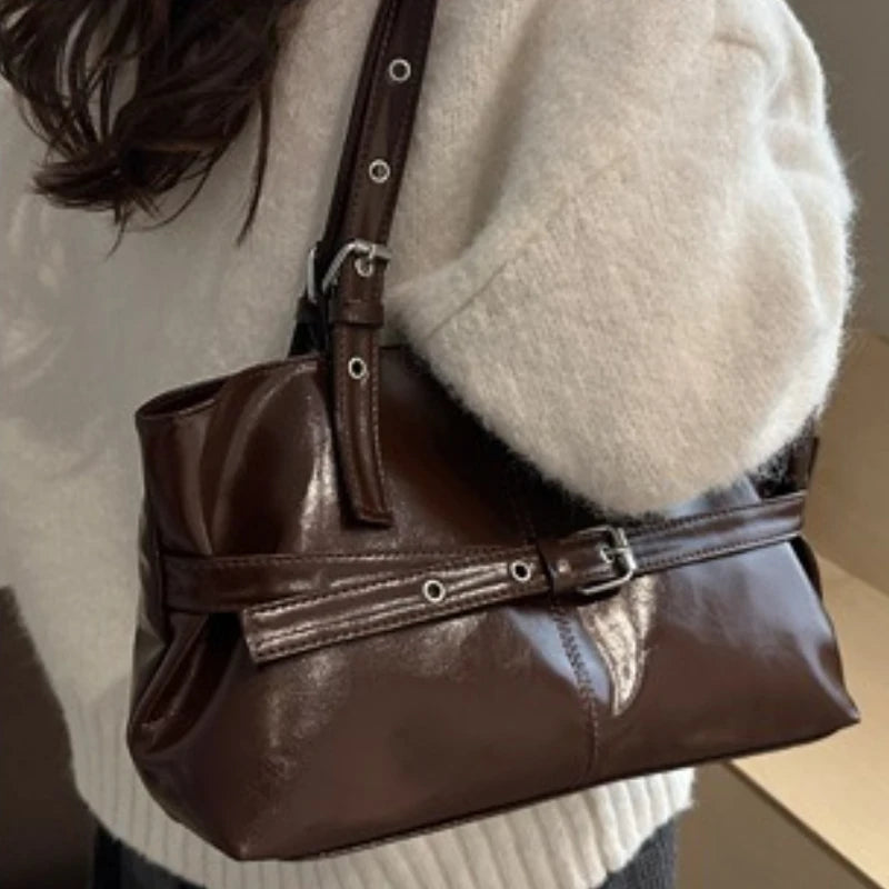 Winter Style Women's Retro Minimalist Tote Shoulder Bag 2025 Autumn Large Capacity Commuting Top-Handle Hand Bags for Women