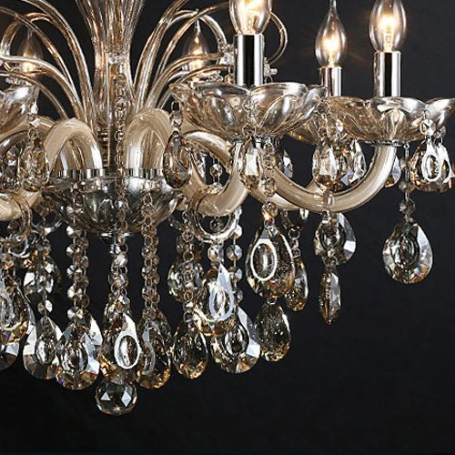 New Modern Candle Cognac Color Crystal Chandelier Living Room Large Light Atmosphere Restaurant Bedroom Lobby Hotel Hanging Lamp