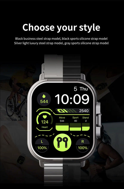 BT Call Blue Tooth Headphones Watches 2.01" Headset 2 in 1 Smart Watch Heart Rate Sport Fitness Bracelet TWS Earphone Smartwatch