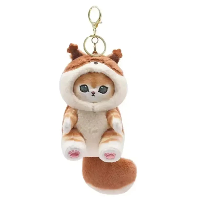 Kawaii Keychain Pendant Cartoon Mofusand Shark Cat Cross-Dressing doll Backpack Decor Toys