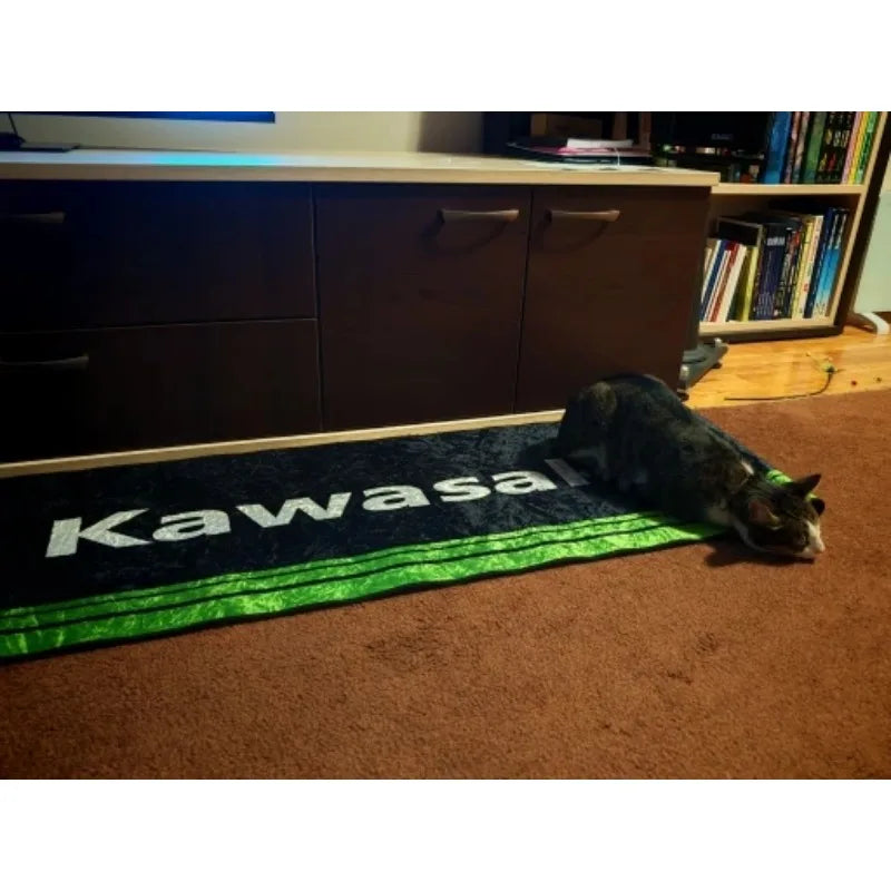 Kawasaki Motorcycle Carpet Garage Mat Racing Cool Moto Display Motorcycle Display Mat Kawasaki Anti-slip Floor Decoration Rug