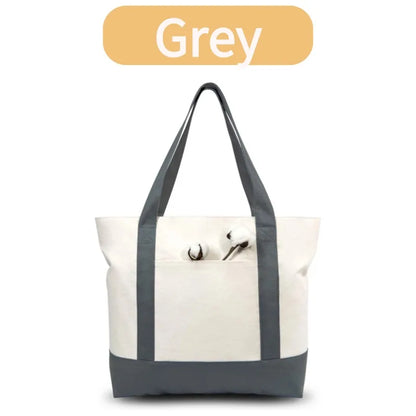 1/3/6PCS Heavy Duty Canvas Tote Bag with Front Pocket Blank DIY Reusable Grocery Shoulder Bag for Women Office School Beach