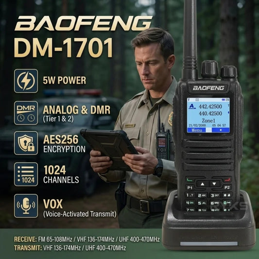Dmr Digital Two Way Radio Baofeng Dm-1701 Dual Band Vhf/Uhf 3000 Channel Dual Time Slot Ham Radio For Professional Communication