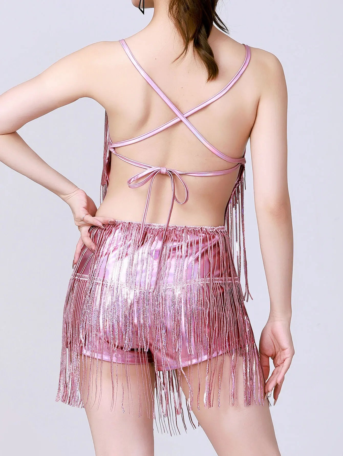 Sexy Backless Tassel Sequin Jumpsuit Women Summer One Pieces Romper Jumpsuit Woman Clothing Jumpsuits Club Party Outfit Playsuit