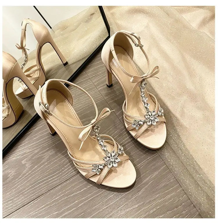 Women's Shoes Elegant Sexy High Heels Luxury Rhinestone Banquet Shoes for Women High Heel Sandals Waterproof Platform Sandals