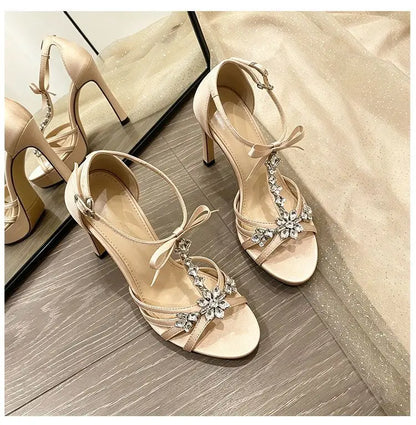 Women's Shoes Elegant Sexy High Heels Luxury Rhinestone Banquet Shoes for Women High Heel Sandals Waterproof Platform Sandals