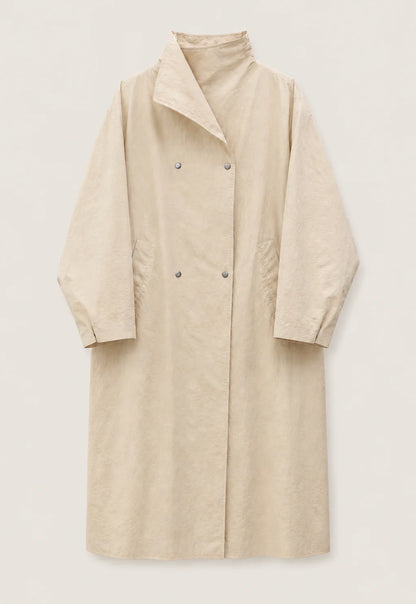 Convertible Collar Oversized Maxi Trench Coat Women Snap Buttons Dolman Sleeve Patch Pockets Outerwear New Ladies Trench Jacket