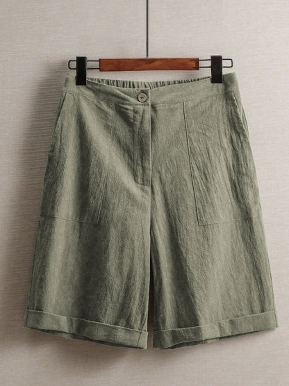 Summer women's thin five-point pants, wide-leg casual straight-leg high-waisted women's pants, fashionable outdoor sports pants
