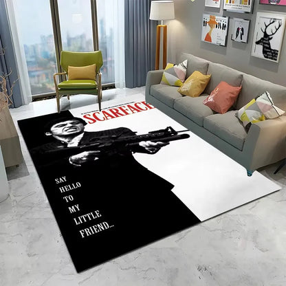 Scarface 3D Classic Movie Tony Carpet Rug for Home Living Room Bedroom Sofa Doormat Decor,kids Play Area Rug Non-slip Floor Mat