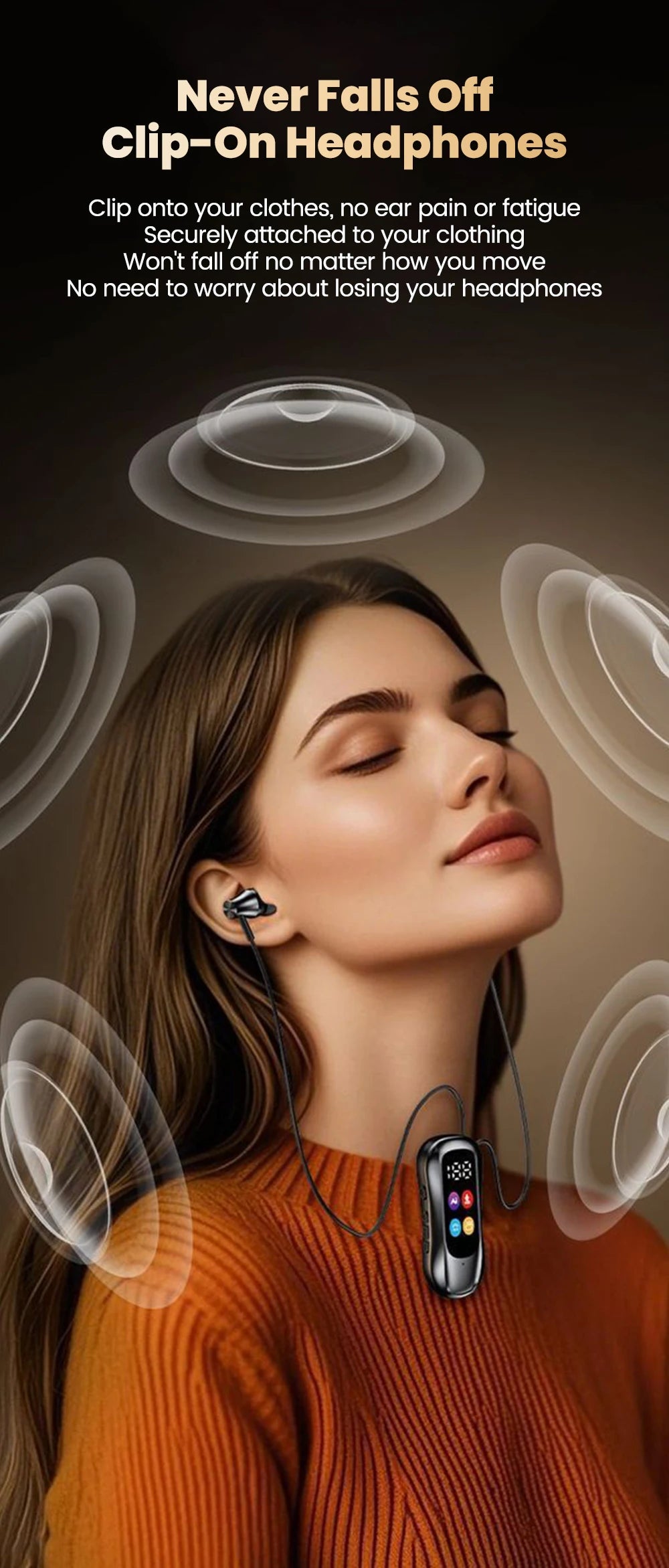 S30 Collar-Clip Bluetooth Headset Wireless Headphones With Mic HD Calling BT Earphones Variable Sound Earbuds Support SD Card