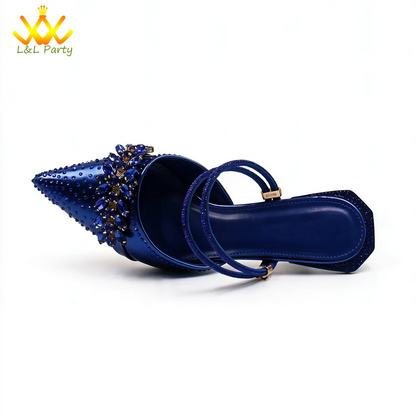 2026 Autumn New Arrivals Royal Blue Color Shoes and Bag  Set Special Design Fashion for Wedding Party