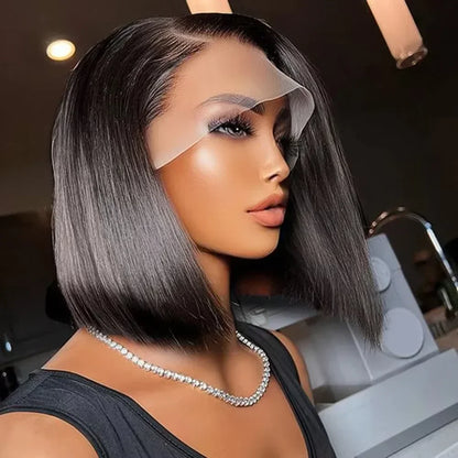 2026 new Front Human Hair Bone Straight Wigs Cheap Short Bob Wig Brazilian Preplucked Lace Frontal Wigs 100% Human Hair