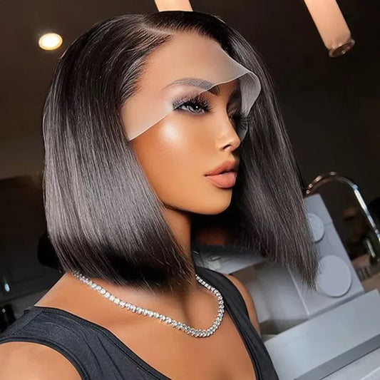 2026 new Front Human Hair Bone Straight Wigs Cheap Short Bob Wig Brazilian Preplucked Lace Frontal Wigs 100% Human Hair