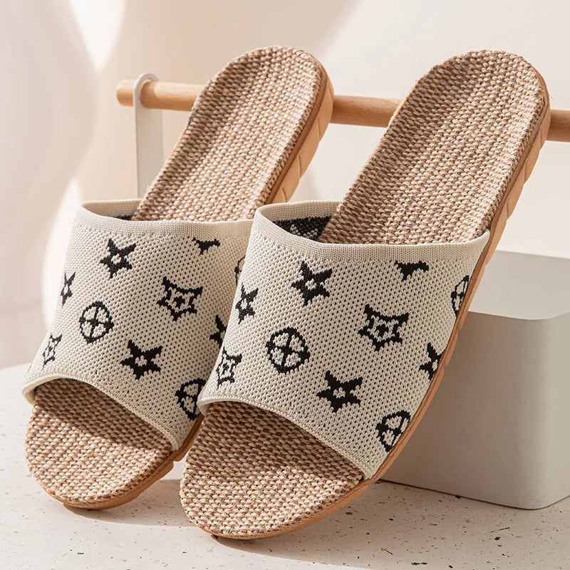 Hemp Women's Slippers Home Spring Summer Luxury Designer Woman Shoes Flats Indoor Elegant Slides Fashion Soft Sole Lightweight