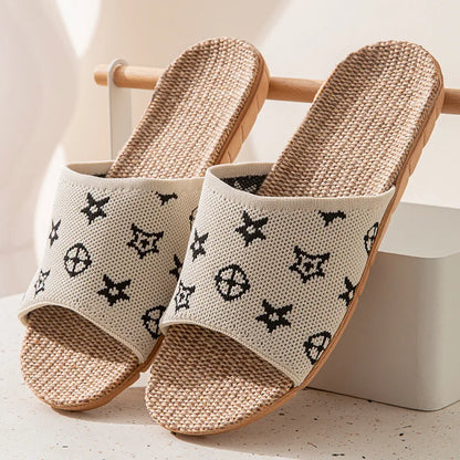 Hemp Women's Slippers Home Spring Summer Luxury Designer Woman Shoes Flats Indoor Elegant Slides Fashion Soft Sole Lightweight