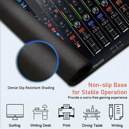 DJ Controller Mouse Pad Large Desk Accessories Desk Pad Rubber Base with Stitched Edge Mousepad Non-Slip Mousepad for Office