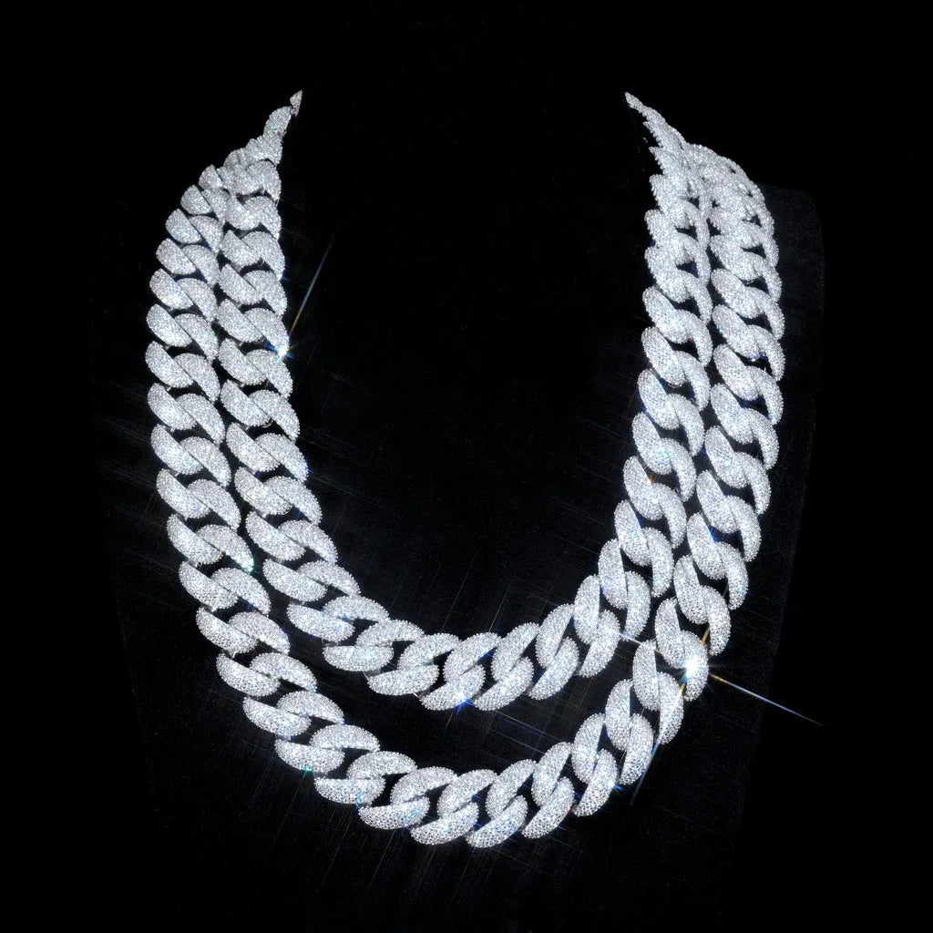 Luxury Jewelry 24mm Diamond Chain Men Iced Out Bling CZ Silver/Gold Plated Rapper Hip Hop Thick Cuban Link Necklace Gift for Him