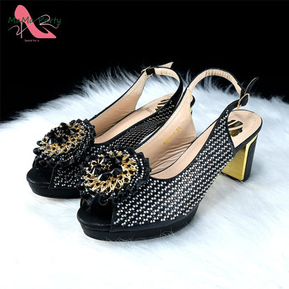 Mature Italian Women Shoes Matching Bag Set in Green Color 7 CM Comfortable Heels with Plaform Elegant Peep Toe Sandals