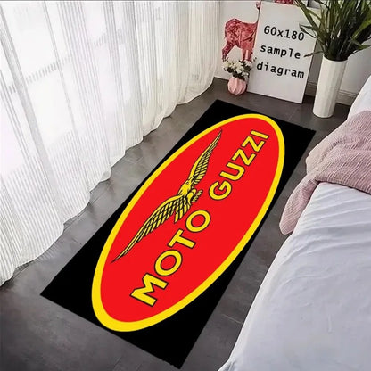 Moto Guzzi Crystal Velvet Motorcycle Mat, Anti-Slip Garage Floor Mat for Motorbike Parking, Retro Italian Style, Home Garage Dec