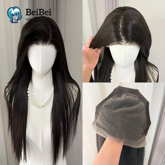 13x6 Lace Front Wig for Women 26inch Straight Lace Front Wig Nature Black Cosplay Synthetic Wigs Peruca Wigs for Party Daily Use