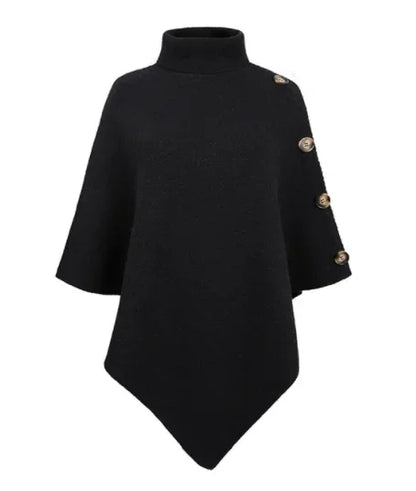 2025 Autumn Winter Shawl Cloak Sweater Solid Color Turtleneck Oversized Cape Coat Female Ponchos Pullover Knitted Bat Sleeve Top