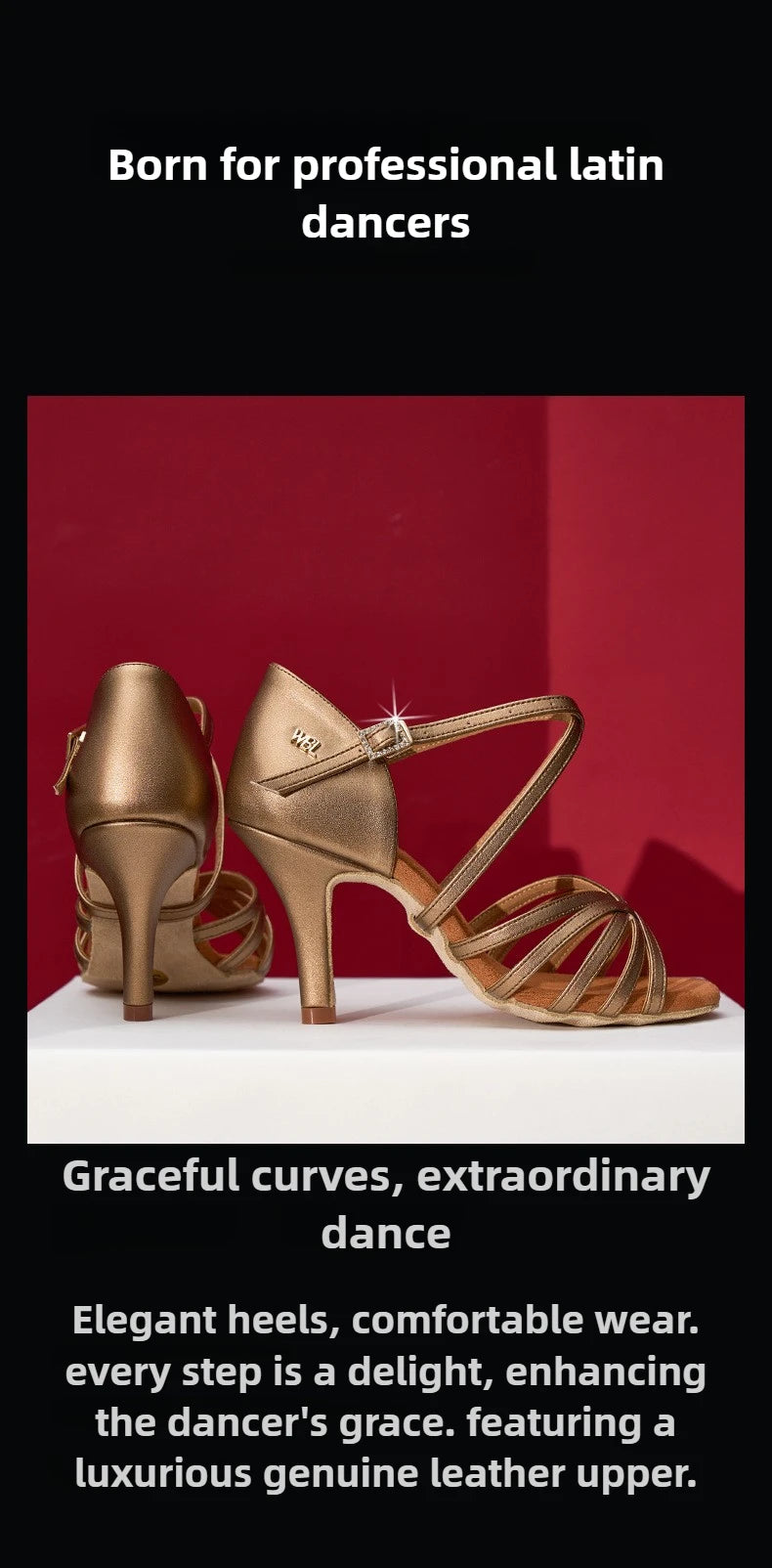 UK Latin Dance Shoes Women's Professional Mid Heel Flexible Sole for Cha Cha Ballroom Practice
