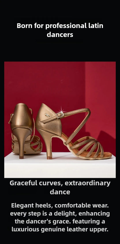 UK Latin Dance Shoes Women's Professional Mid Heel Flexible Sole for Cha Cha Ballroom Practice