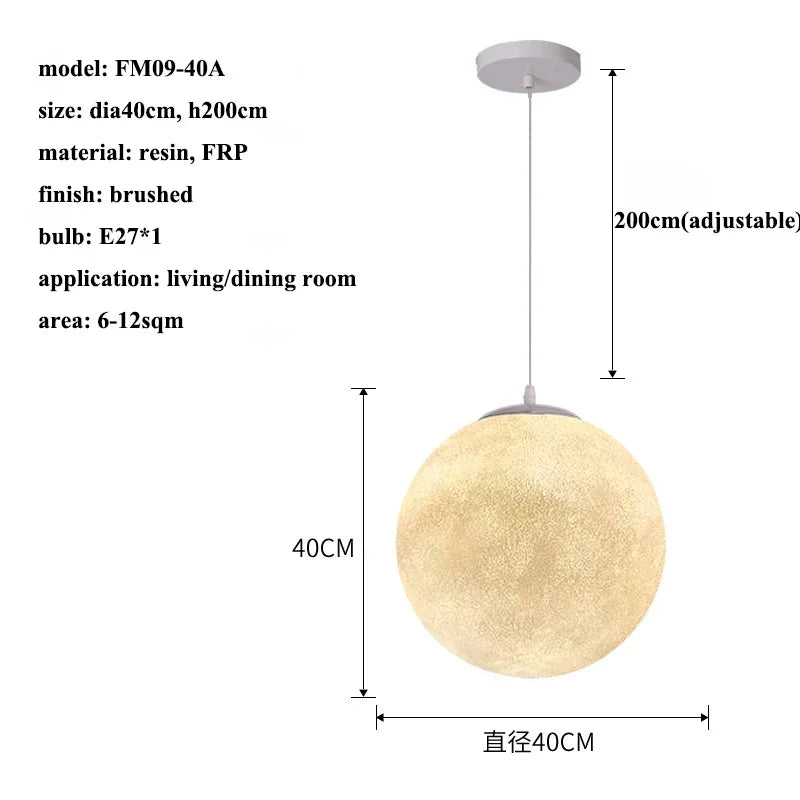 Nordic Moon Led Pendant Lights for Living Room Dining Bedroom Home Decorations Chandelier Cafe Restaurant Hanging Lamp Luminaire