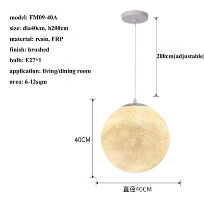 Nordic Moon Led Pendant Lights for Living Room Dining Bedroom Home Decorations Chandelier Cafe Restaurant Hanging Lamp Luminaire