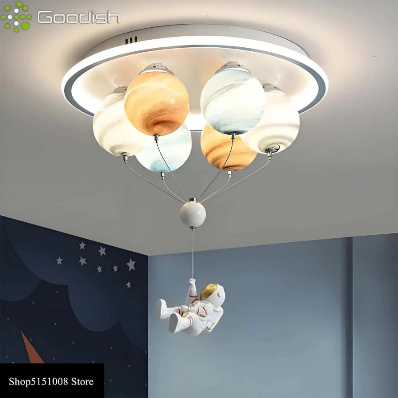 Modern Nordic Stylish Astronaut Planet Sky Led Ceiling Lights Art Creative Lamp for Chidren's Bedroom Home Decoration Chandelier