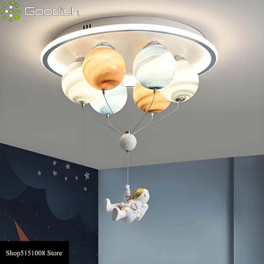 Modern Nordic Stylish Astronaut Planet Sky Led Ceiling Lights Art Creative Lamp for Chidren's Bedroom Home Decoration Chandelier