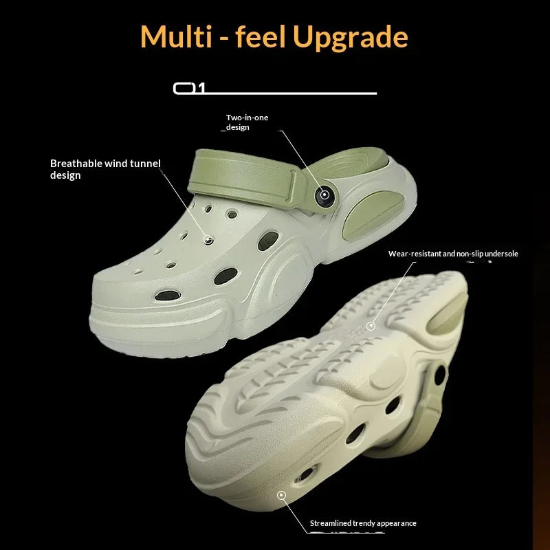 2026Summer Men's Slippers Outdoor Sandals Beach Comfortable EVA Soft Slides Clogs Casual Garden Shoes Men Indoor Home Slippers