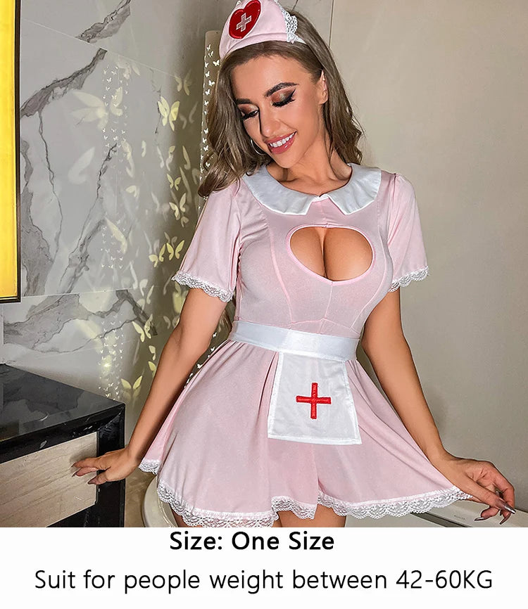 Role-playing Sexy Costumes Nurse Dress Babydoll Nightgown Hollow Sex Suit Sweety Japanese Cosplay Adult Outfits Sexy Lingerie