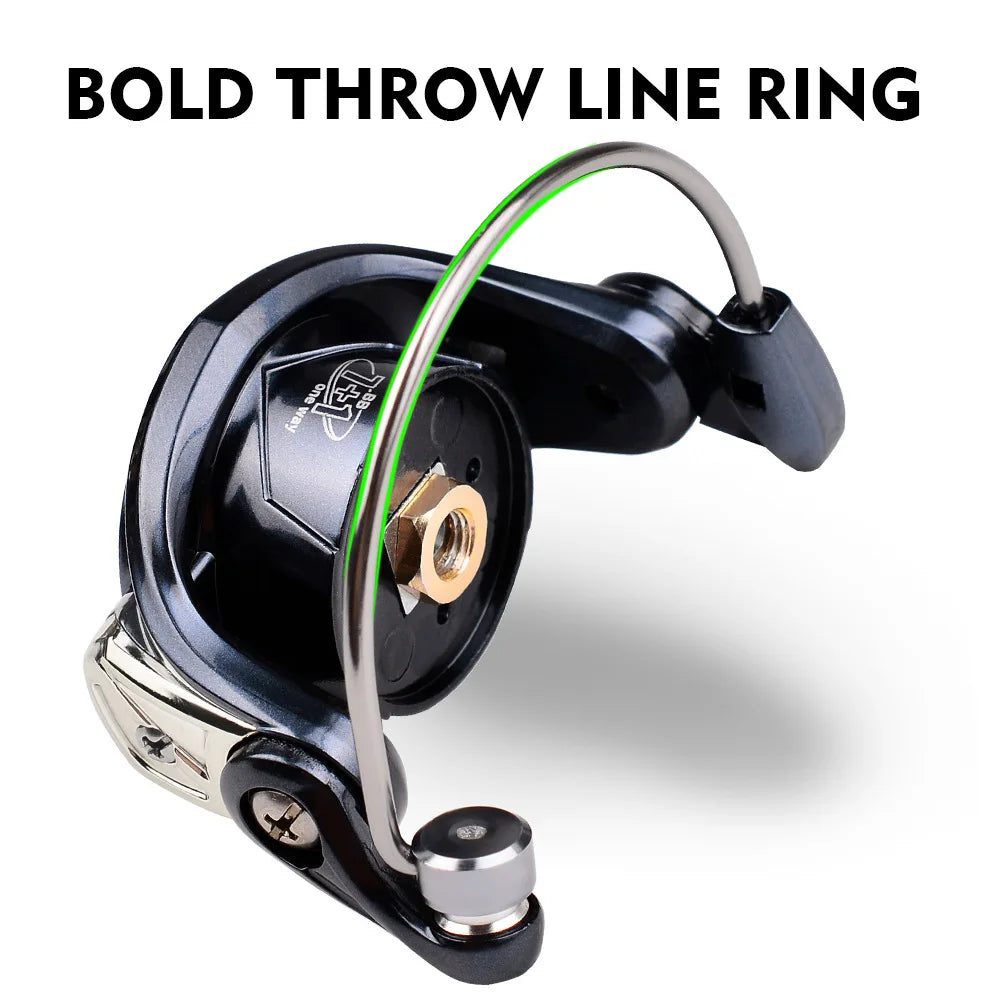 Spinning Fishing Reel 800 Size 5.2:1 7+1BB 8KG Max Drag CNC Metal Handle Deep Spool Long Cast Saltwater Rock Lure Fishing Reel